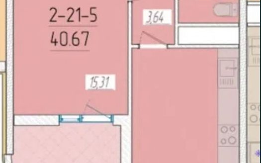 Продам квартиру 40.67 кв. м., 21/24, новый дом, жк 66-я Жемчужина.