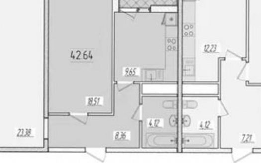 Продам квартиру 42.5 кв.м., 5/24, новый дом, жк 66-я Жемчужина.