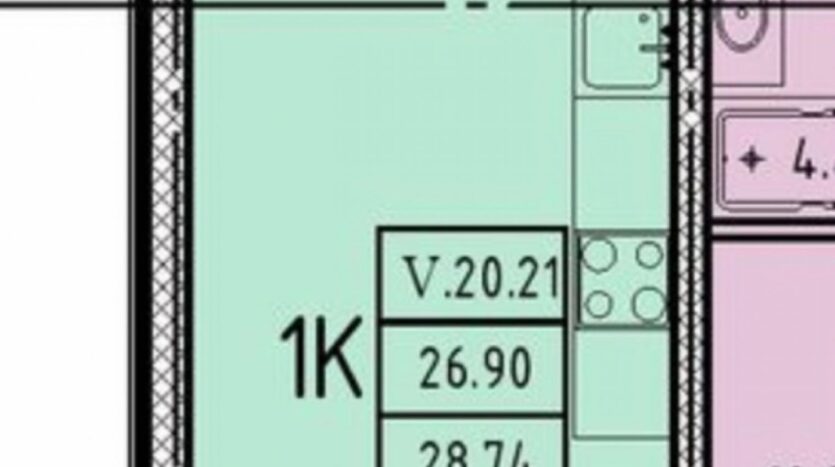 Продам квартиру - студию 28.74 кв. м., 20/26, новый дом, жк Эллада. — фото 2