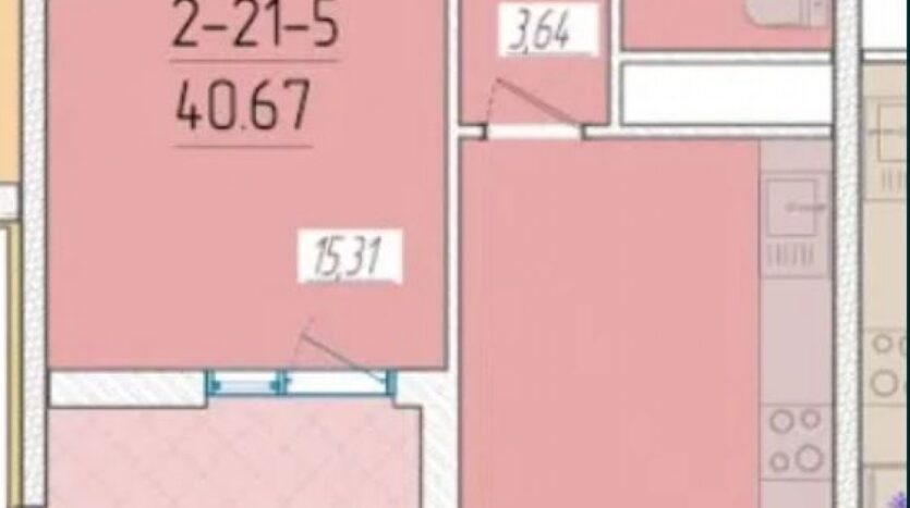 Продам квартиру 40.67 кв. м., 21/24, новый дом, жк 66-я Жемчужина. — Головне фото
