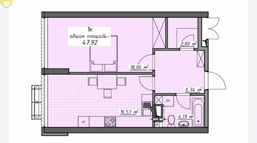 Продам квартиру 47.92 кв.м., 9/24, новый дом, жк Атмосфера. — фото 3